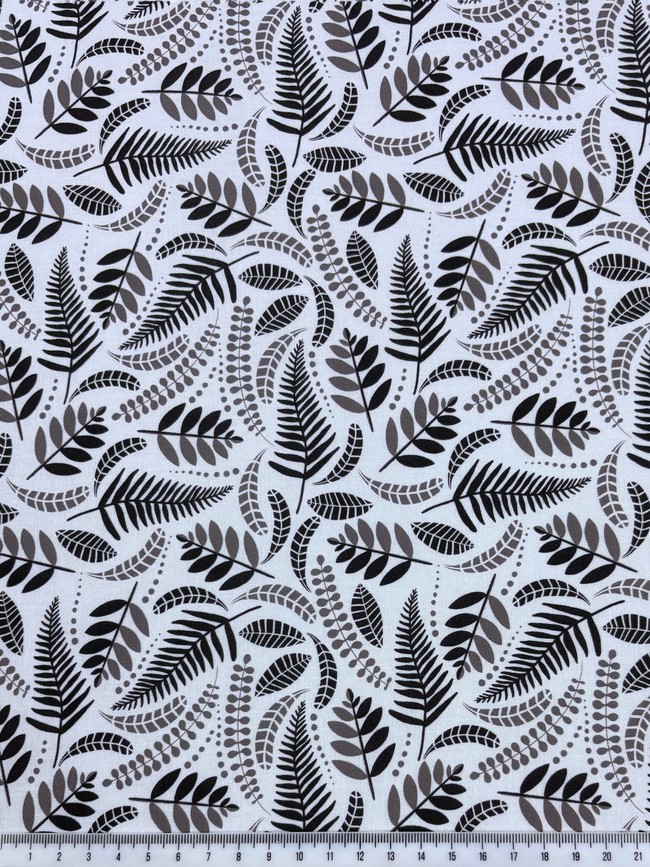 Fern & Palm Fronds on Mute Premium Cotton