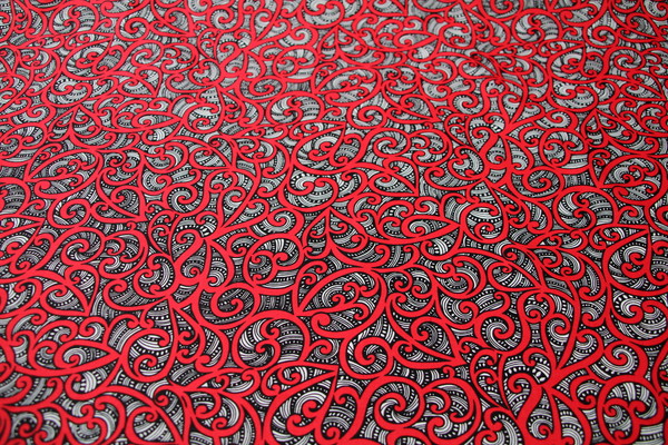 * REMNANT - Red - Te Koripi Wae O Maui Design Kiwiana Cotton
