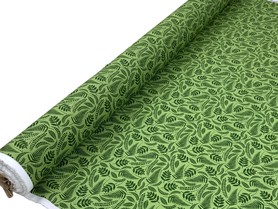 Fern & Palm Fronds on Green Premium Cotton