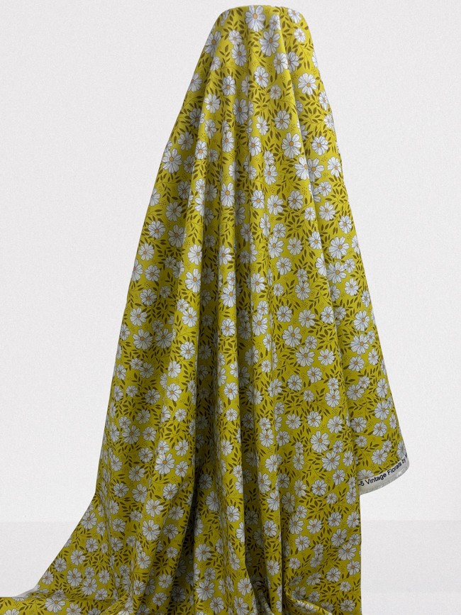 Daiseys on Yellow Printed Cotton