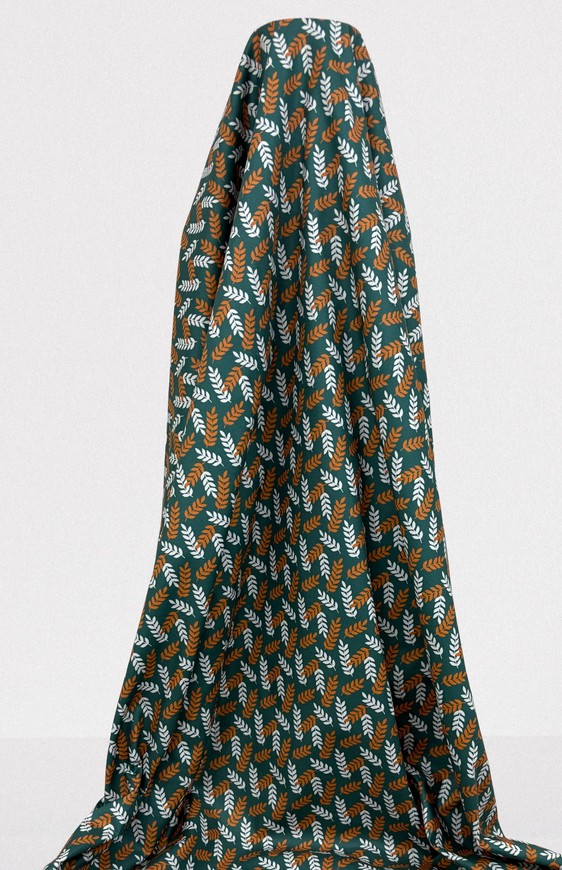 Ferns on Jade Printed Cotton