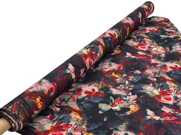 Moody Abstract Floral Stretch Linen Blend