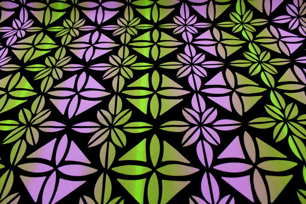 Island Style Printed Polyester - Lime & Lilac