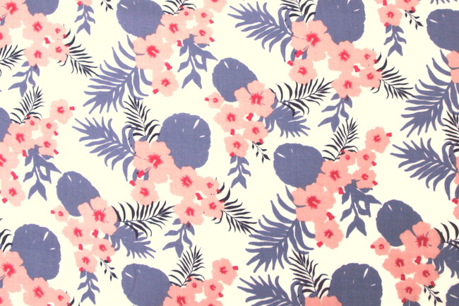 Pastel Tropical Floral Printed Rayon