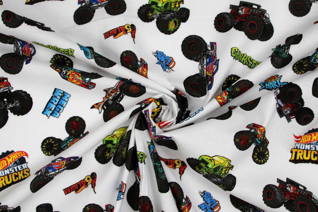 Hot Wheels Mega Wrex Tiger Shark on White Premium Printed Cotton