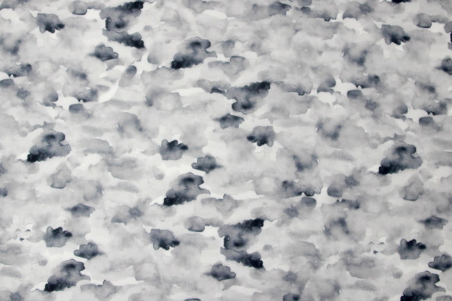 Grey Tones Watercolour Printed Chiffon