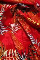  Red & Gold Tones Island Flora Printed Cotton