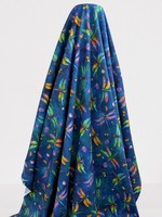 Bright Dragonflies on Blue Premium Cotton