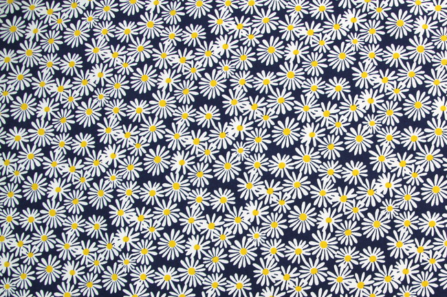 Daisies on Navy Printed Cotton