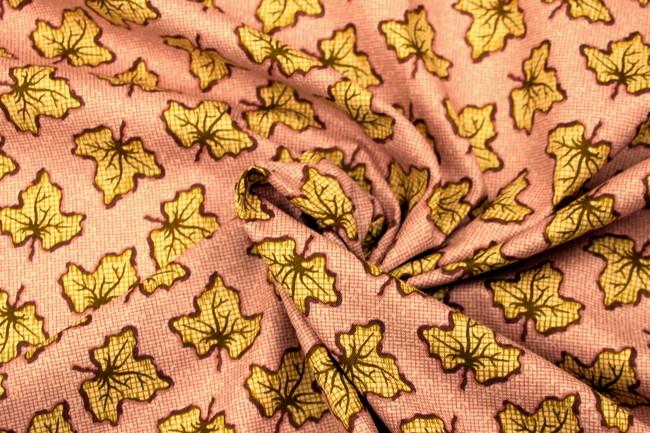 Maple Leaves on Pink Printed Cotton