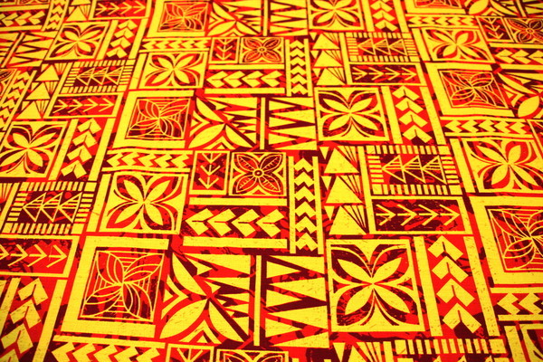 Gold & Reds Tribal Design Printed Dobby
