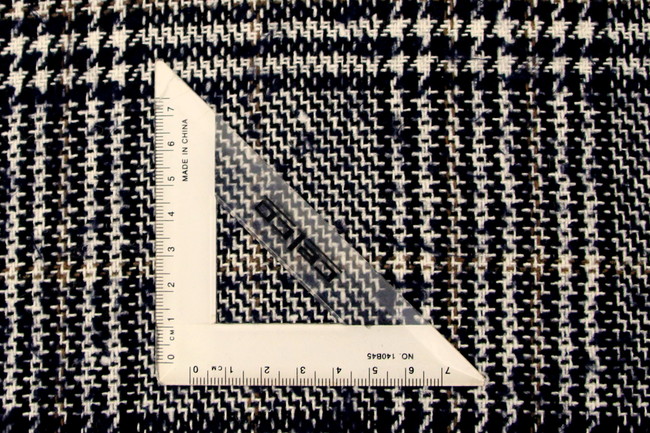 Navy, White & Beige Check Wool Blend