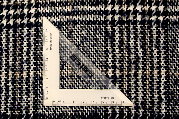 Navy, White & Beige Check Wool Blend