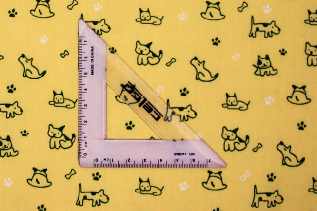 Green Dogs on Lemon Printed Cotton