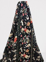 Hop Hop Hooray! Bunnies on Black Printed Cotton