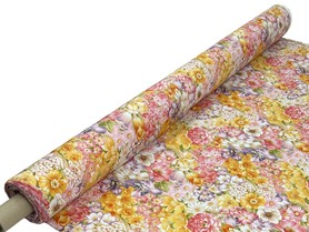 Springtime Flowers on Printed Cotton