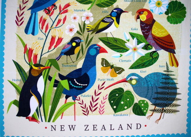 Birds & Flowers of Aotearoa NZ Premium Printed Cotton Kiwiana Panel