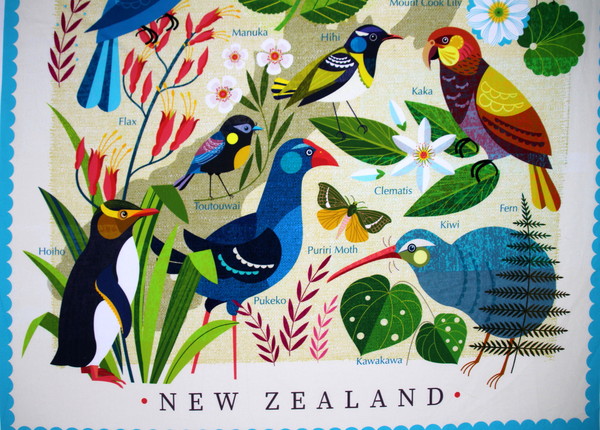 Birds & Flowers of Aotearoa NZ Premium Printed Cotton Kiwiana Panel
