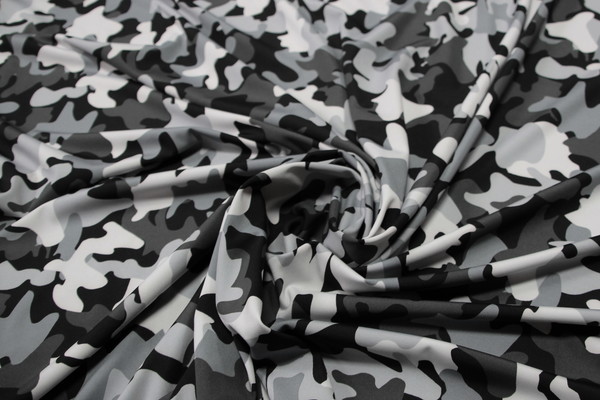 Greyscale Camo Firm Lycra Knit