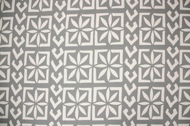 Classic White Island Design on Pale Grey Mid-Weight Rayon