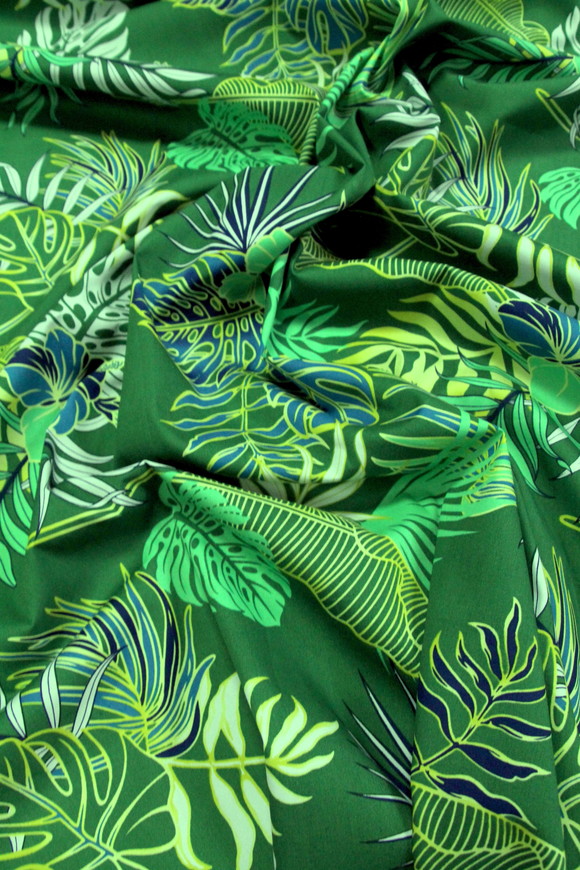 Greens & Blue Island Flora Printed Cotton