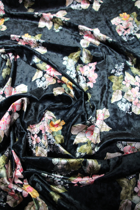 Spring Bouquet Printed Stretch Velvet