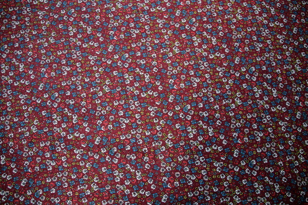 Faded Daisies on Wine Brushed Linen Blend