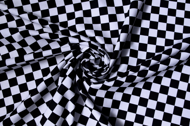 Black & White Butchers Check Printed Cotton