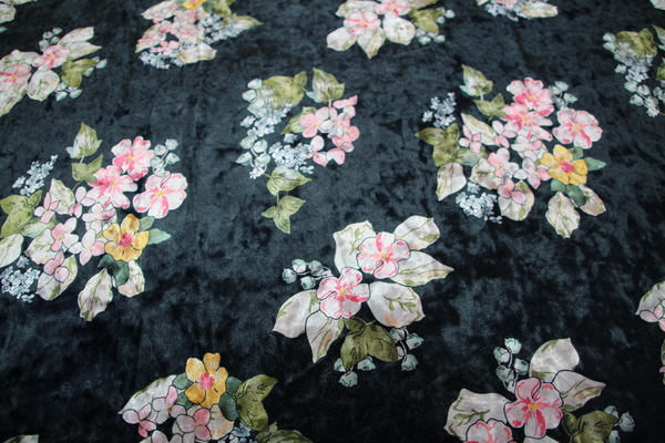 Spring Bouquet Printed Stretch Velvet