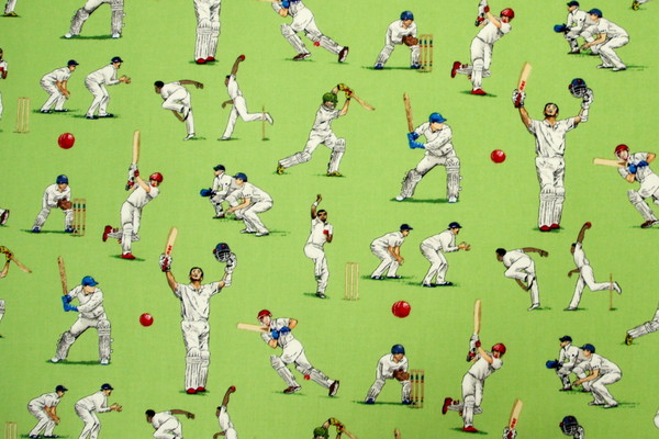All Rounder Cricket Players on Lime Printed Cotton