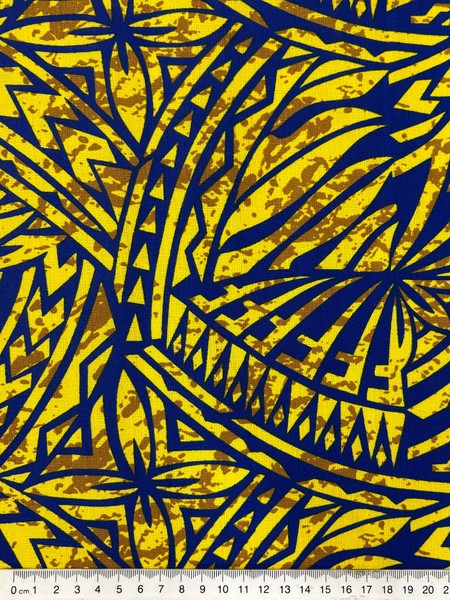 Royal & Mustard on Yellow Pacific Island Cotton Dobby