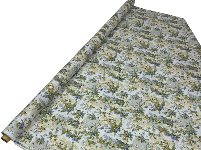 Flowers & Honeycomb on Soft White Printed Cotton