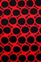 Red Retro Circles on Black Printed Cotton 