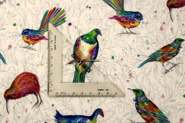 New Zealand Native Birds Kiwiana Printed Cotton