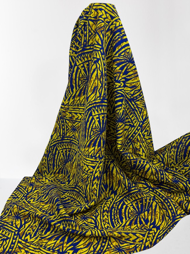 Royal & Mustard on Yellow Pacific Island Cotton Dobby