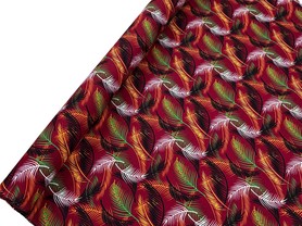* SPECIAL * Fronds of Black, Green & Warm Tones on Burgundy Rayon