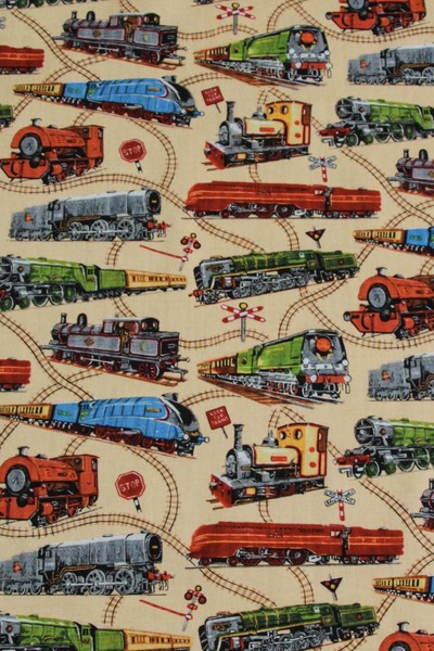 Loco-Motion All-over Trains Premium Printed Cotton