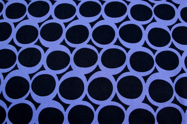 Lilac Retro Circles on Dark Navy Printed Cotton