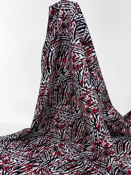 Red, Black & White Pacific Island Cotton Dobby