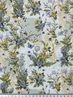 Flowers & Honeycomb on Soft White Printed Cotton