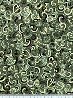 Multi Green Toned Moko Design Kiwiana Printed Cotton