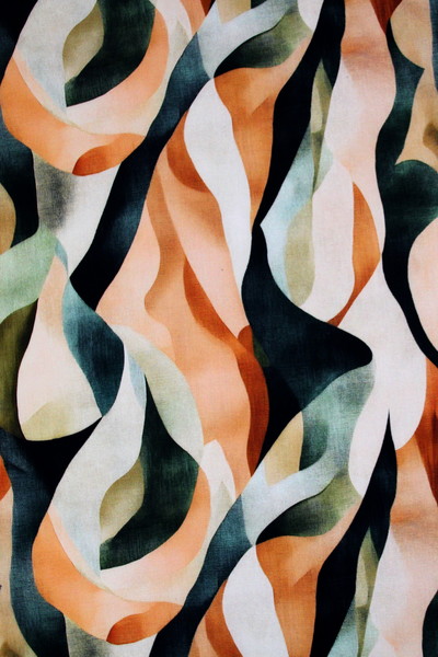 Peach & Dark Teal Tones Digital Printed Rayon