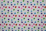 Multi Medium Hearts on White Printed Flannelette