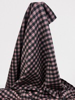 Dusky Pink & Black Check Brushed Wool
