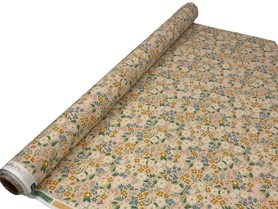 Retro Hedgerow Flowers on Pale Apricot Printed Cotton