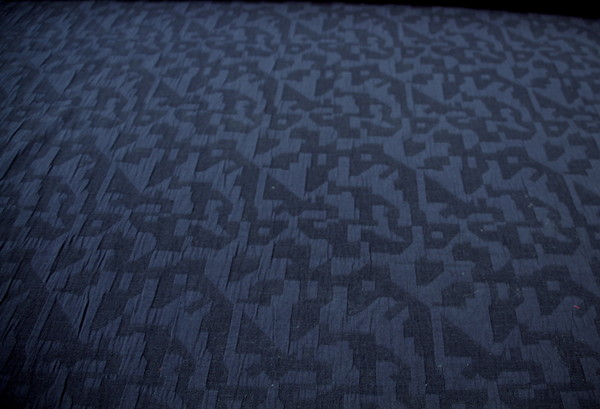 REDUCED! Navy Jacquard Cotton Linen Blend - 5 METRES FOR $35
