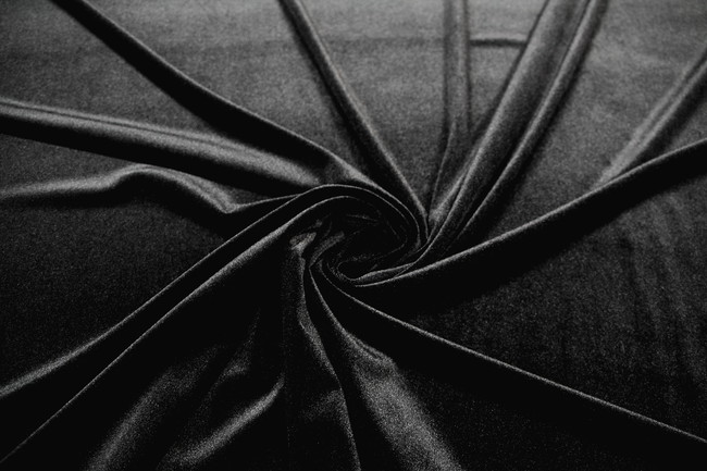 Sumptuous Black Stretch Plush Velvet