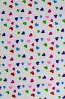Multi Medium Hearts on White Printed Flannelette