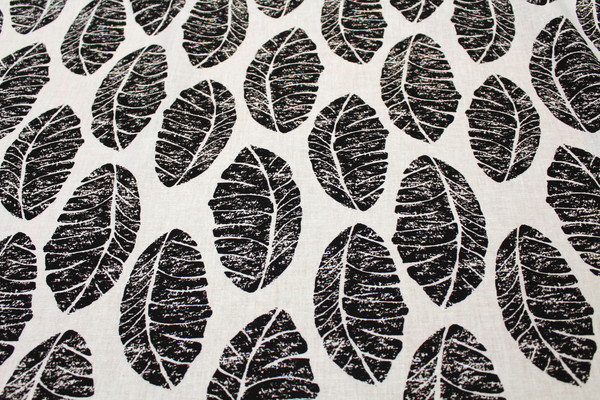 Leaf Imprint Linen - Black