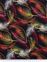 Fronds of White, Yellow & Reds on Black Rayon